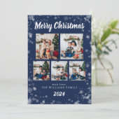 ネイビーブルースノーフレークホリデーカード シーズンカード (スタンド正面)