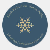 ネイビーブルースノーフレーク公証人ビジネスマーケティング ラウンドシール (正面)