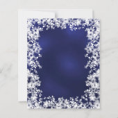 ネイビーブルースノーフレーク冬の結婚式の招待状 (裏面)