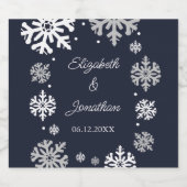 ネイビーブルースノーフレーク冬の結婚式 ビールラベル (シングルラベル)