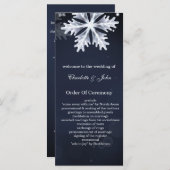 ネイビーブルースノーフレーク冬の結婚式 プログラム (正面/裏面)