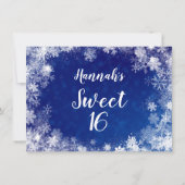 ネイビーブルースノーフレーク冬ワンダーランドスウィート16 サンキューカード (裏面)