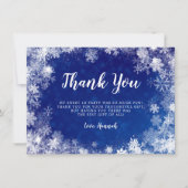 ネイビーブルースノーフレーク冬ワンダーランドスウィート16 サンキューカード (正面)