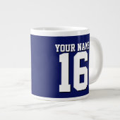 ネイビーブルースポーツジャージーチームジャージー ジャンボコーヒーマグカップ (正面右)