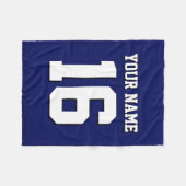 ネイビーブルースポーツジャージーチームジャージー フリースブランケット (正面(横))