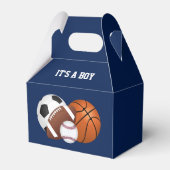 ネイビーブルースポーツベビーシャワー男の子 フェイバーボックス (正面サイド)