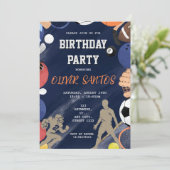 ネイビーブルースポーツボーイズ誕生日 招待状 (スタンド正面)