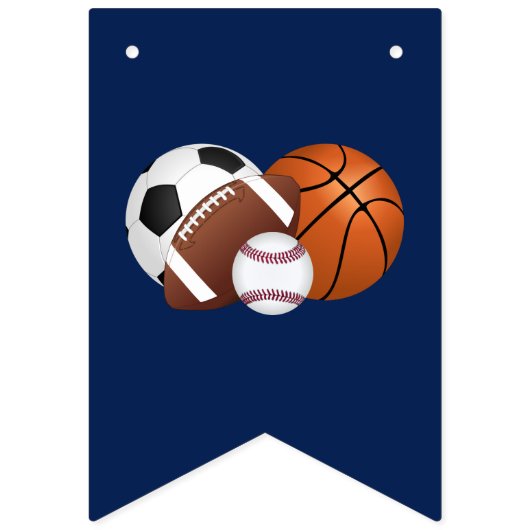 ネイビーブルースポーツボールベビーシャワーカスタム バンティングフラッグ (第2の旗)