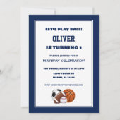 ネイビーブルースポーツ誕生日招待状 招待状 (正面)