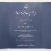 ネイビーブルースモークすべて1つのQR結婚式招待状 三つ折りプログラム (内部中)