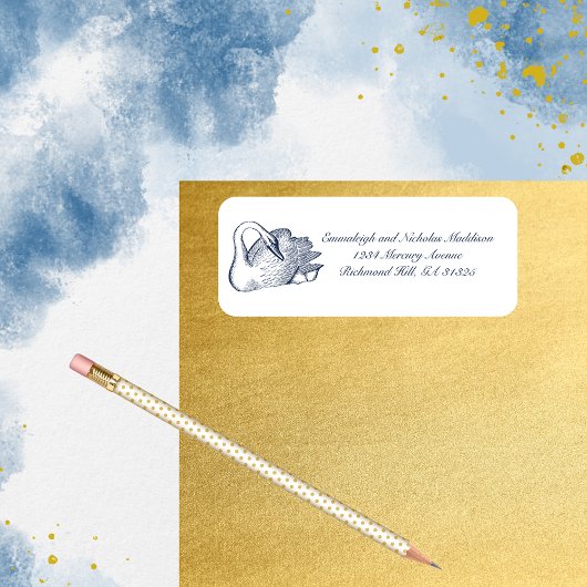 ネイビーブルースワン差出人住所 ラベル