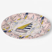 ネイビーブルーセイルボーツパーティー ペーパープレート (アングル)