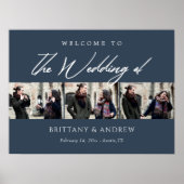 ネイビーブルーセレニティパーソナライズされたー結婚ズ・ウェルカム ポスター (正面)