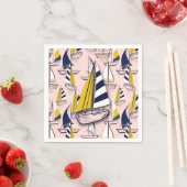 ネイビーブルーセーラーボート スタンダードカクテルナプキン (インサイチュ)