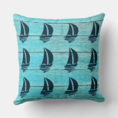 ネイビーブルーセーリングボートファミリーネームビーチハウス クッション (裏面)