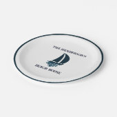 ネイビーブルーセーリングボート航海のビーチハウスパーティー ペーパープレート (アングル)
