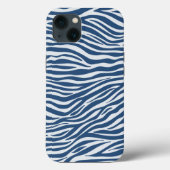 ネイビーブルーゼブラ動物のストライプパターン Case-Mate iPhoneケース (裏面)