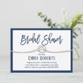 ネイビーブルータイイングザノットミニマリストブライダルシャワー 招待状 (スタンド正面)