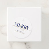 ネイビーブルータイポグラフィメリーと明るいクリスマス フェイバータグ (インサイチュ)