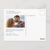 ネイビーブルータイポグラフィメリークリスマスフォト ポストカード (裏面)