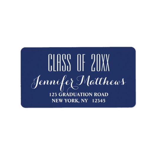 ネイビーブルータイポグラフィ卒業住所 シール (正面)