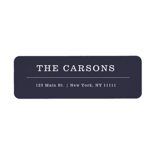 ネイビーブルータイポグラフィ差出人住所ラベル ラベル (正面)