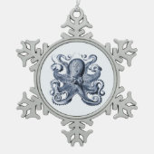 ネイビーブルータコイラストレーションバイエルンストヘイケル スノーフレークピューターオーナメント (正面)