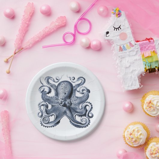 ネイビーブルータコイラストレーションバイエルンストヘイケル ペーパープレート (パーティー)