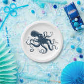 ネイビーブルータコ航海のイラストレーション ペーパープレート (パーティー)