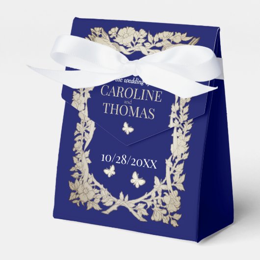 ネイビーブルータンフローラ華美の結婚葉 フェイバーボックス (正面サイド)