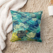 ネイビーブルーターコイズティール(緑がかった色)抽象芸術ア絵を描ート クッション (ブランケット)