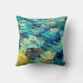 ネイビーブルーターコイズティール(緑がかった色)抽象芸術ア絵を描ート クッション (裏面)