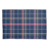 ネイビーブルータータンチェックプレイドピンクホワイトイエローライン 枕カバー (正面)