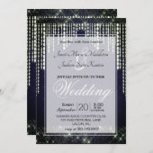 ネイビーブルーダイアモンド結婚ズ 招待状 (正面/裏面)