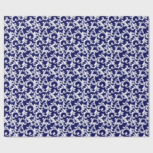 ネイビーブルーダエレガントマスクプリント ラッピングペーパー (フラット)