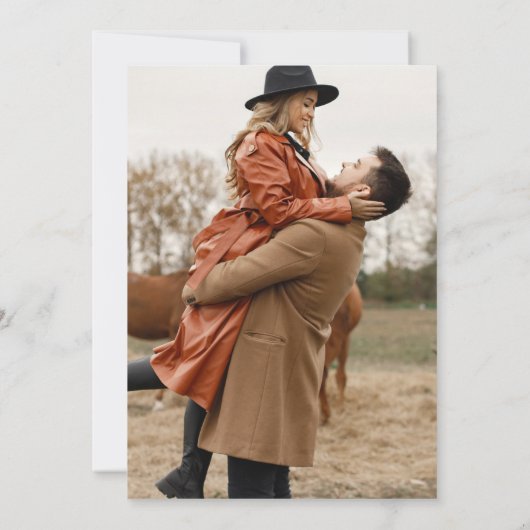 ネイビーブルーダスティテラコッタバラ結婚の写真 セーブザデート (裏面)