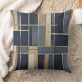 ネイビーブルーダスティブルータンプレイド クッション (ブランケット)