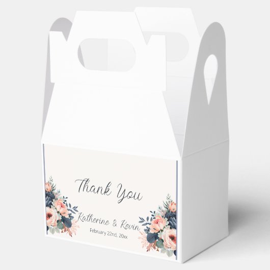 ネイビーブルーダスティーバラ結婚フローラ フェイバーボックス (オープン)