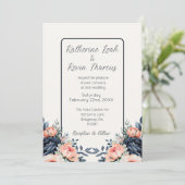 ネイビーブルーダスティーバラ結婚フローラ 招待状 (スタンド正面)