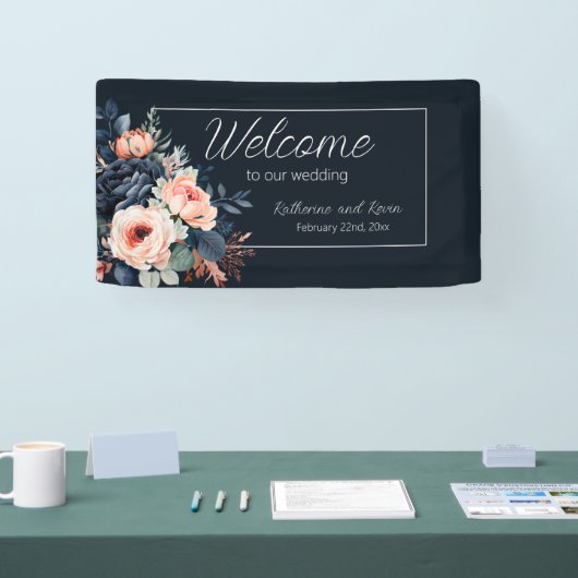 ネイビーブルーダスティーバラ結婚フローラ 横断幕 (トレードショー)