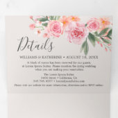 ネイビーブルーダスティー赤面ピンク&ピーチフローラ 三つ折り招待状 (内部最初)