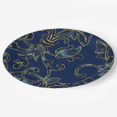 ネイビーブルーダマスクの色の選択にパターン ペーパープレート (アングル)