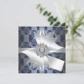 ネイビーブルーダマスクパーティの招待状テンプレート 招待状 (スタンド正面)