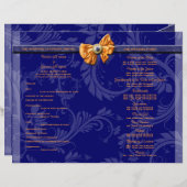 ネイビーブルーダマスクフローラ結婚リボン (正面/裏面)