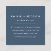 ネイビーブルーダルマチアンスポット、ダルマチアンドット点々のある、 スクエア名刺 (裏面)