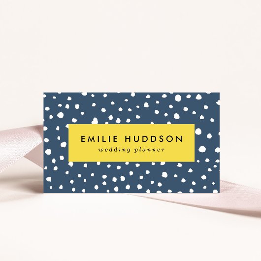 ネイビーブルーダルマチアンスポット、ダルマチアンドット点々のある、 名刺