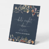 ネイビーブルーチニーワイルドフラワーデイトナイトアイディアサイン 台座サイン (正面)