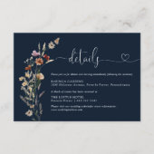 ネイビーブルーチニーワイルドフラワー結婚ズ詳細 エンクロージャーカード (正面)