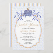 ネイビーブルーチノイスリーパンプキン秋ブライダルシャワー 招待状 (正面/裏面)