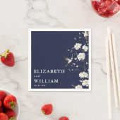 ネイビーブルーチノイスリーフローラ庭園の結婚式 スタンダードカクテルナプキン (インサイチュ)